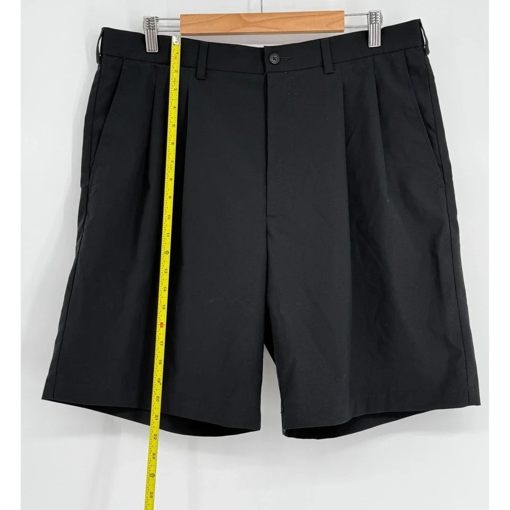 PGA Tour Mens Black Pleated Golf Shorts Polyester Relaxed Fit Activewear Sz 36